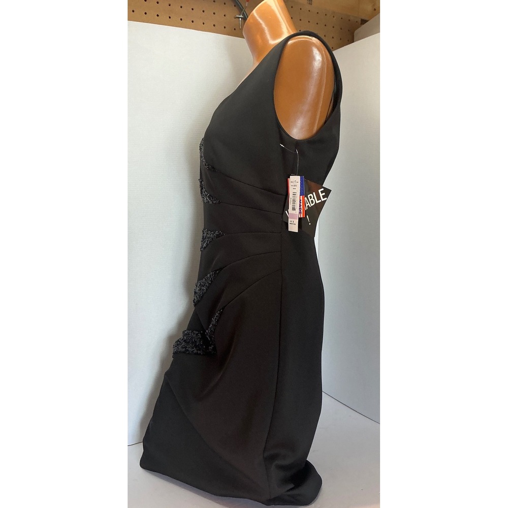 R&M Richard's Black Sequin Tiered Sheath Cocktail Dress Size 6 Formal NWT - Picture 3 of 16